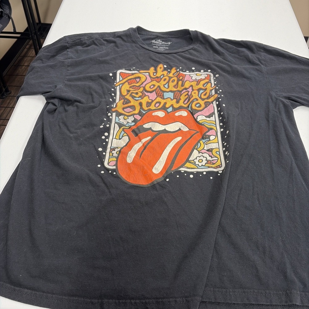THE ROLLING STONES Band Tongue Pop Art  T-Shirt MENS 2XL XXL Black 2022